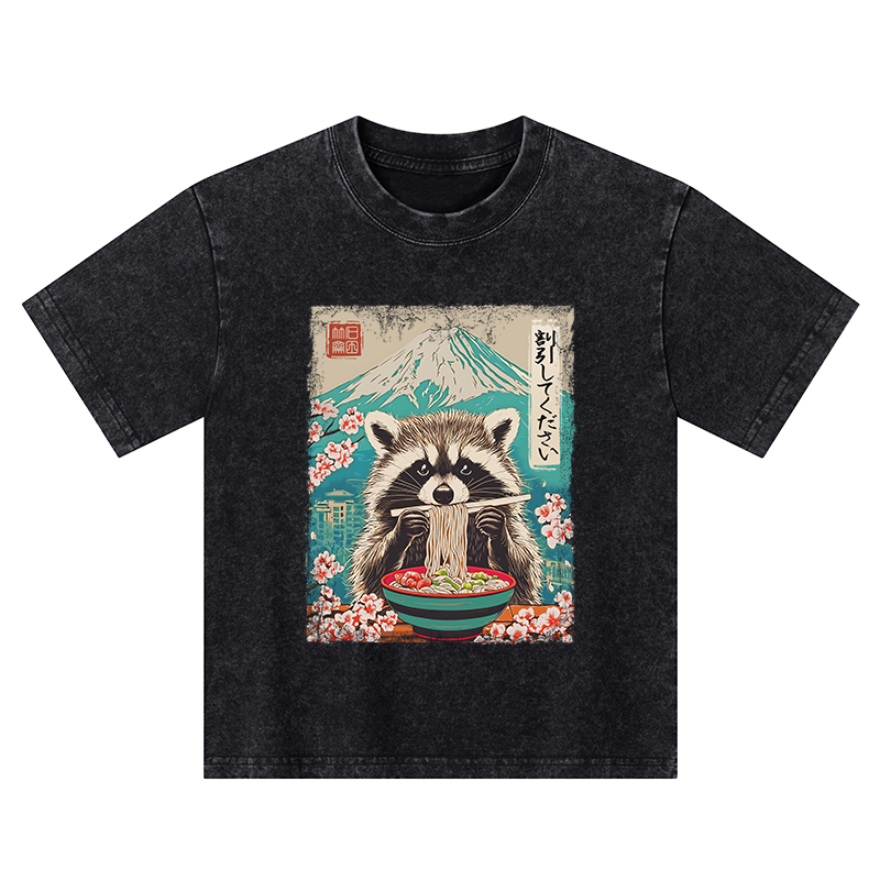 Tokyo-Tiger Please Give Raccoon A Discount Kids Washed T-Shirt