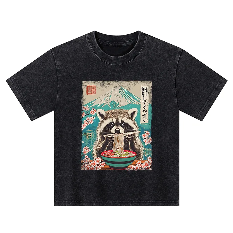 Tokyo-Tiger Please Give Raccoon A Discount Kids Washed T-Shirt