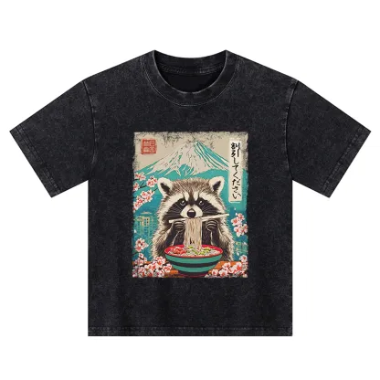 Tokyo-Tiger Please Give Raccoon A Discount Kids Washed T-Shirt