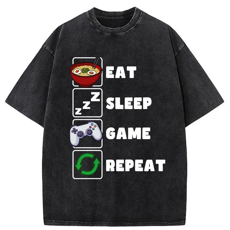 Tokyo-Tiger Eat Sleep Game Repeat Washed T-Shirt