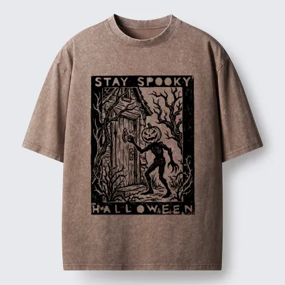 Tokyo‑Tiger Pumpkin Ghost Washed T‑Shirt
