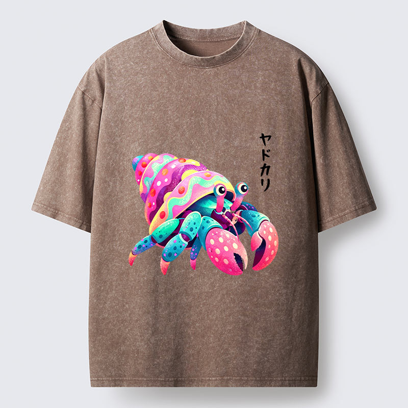 Tokyo‑Tiger Colorful Hermit Crab Washed T‑Shirt