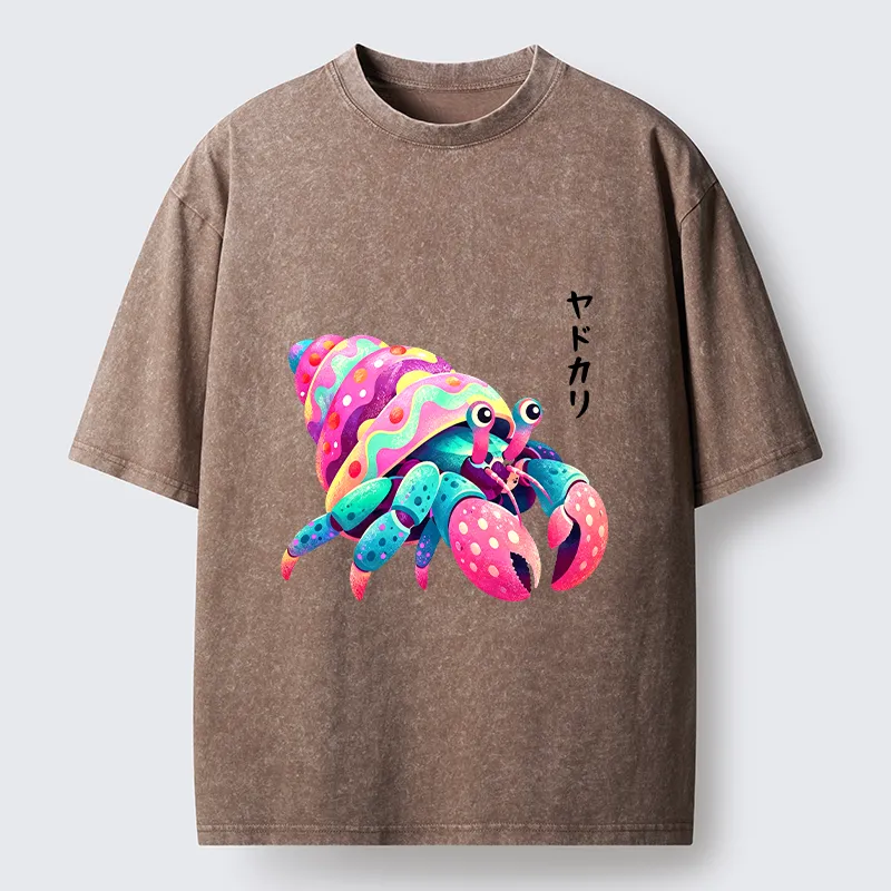 Tokyo‑Tiger Colorful Hermit Crab Washed T‑Shirt