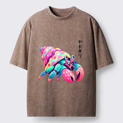Tokyo‑Tiger Colorful Hermit Crab Washed T‑Shirt