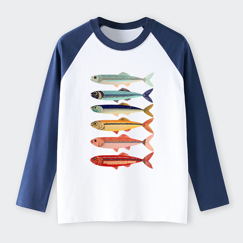 Tokyo-Tiger Colorful Fish Stack Long Sleeve T-shirt