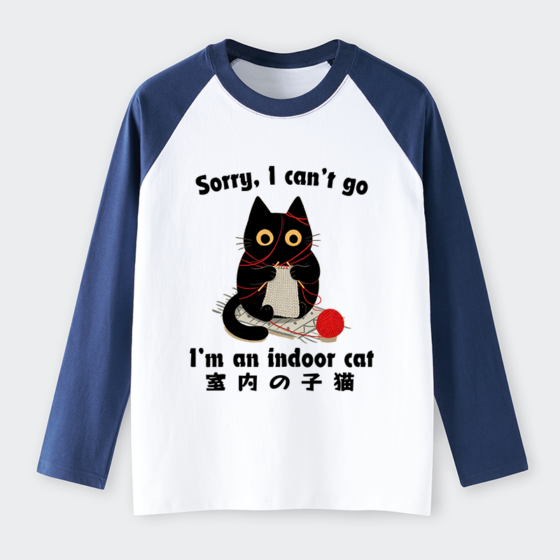 Tokyo-Tiger Indoor Cat Meme Raglan Long Sleeve T-shirt