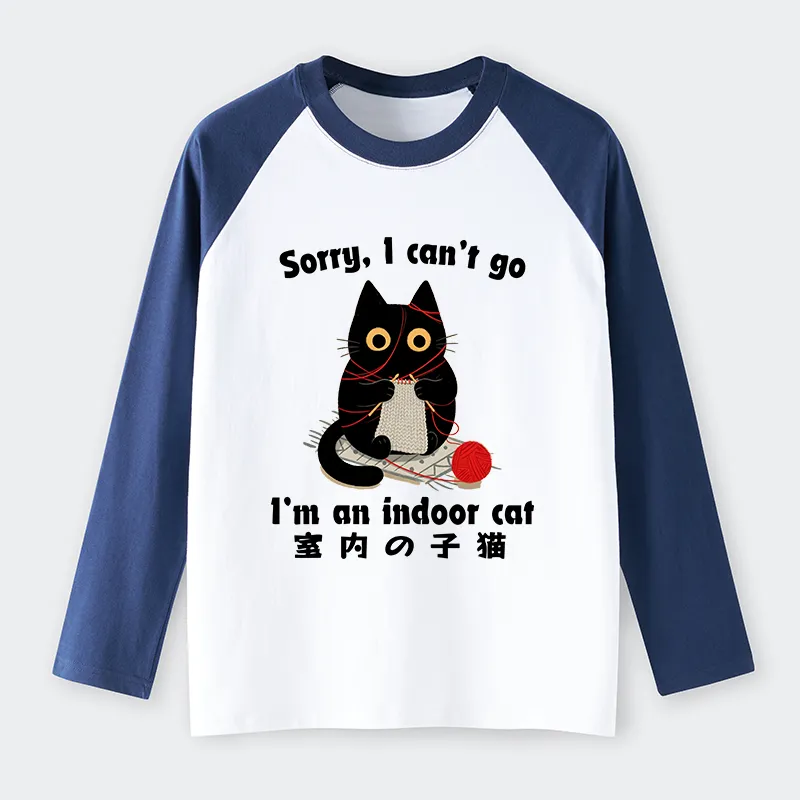 Tokyo-Tiger Indoor Cat Meme Raglan Long Sleeve T-shirt