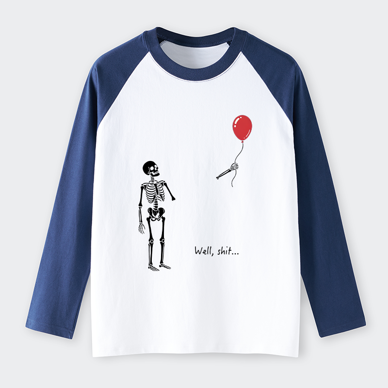 Tokyo-Tiger Skeleton Balloon Meme Raglan Long Sleeve T-shirt