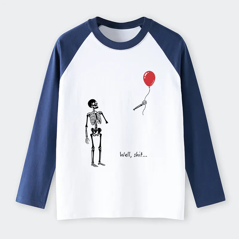 Tokyo-Tiger Skeleton Balloon Meme Raglan Long Sleeve T-shirt