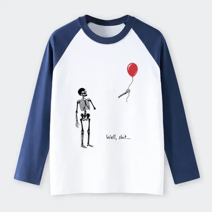 Tokyo-Tiger Skeleton Balloon Meme Raglan Long Sleeve T-shirt