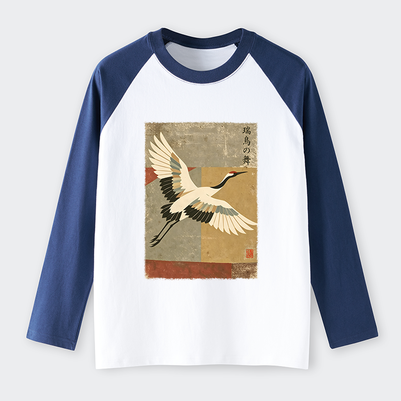 Tokyo-Tiger Crane Spirit Raglan Long Sleeve T-shirt