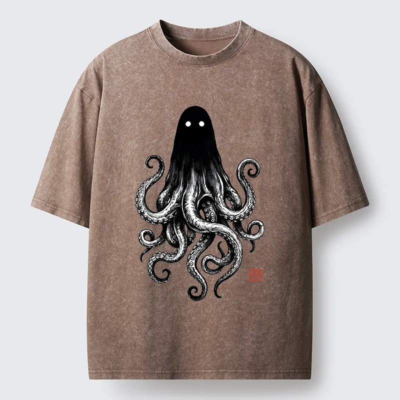 Tokyo‑Tiger Spooky Ghost Octopus Washed T‑Shirt