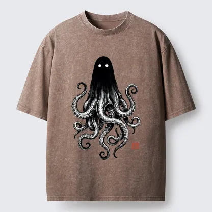 Tokyo‑Tiger Spooky Ghost Octopus Washed T‑Shirt