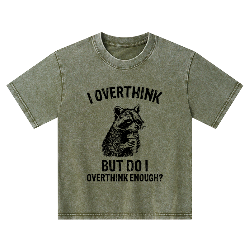 Tokyo-Tiger Constant Overthinking Kids Washed T-Shirt