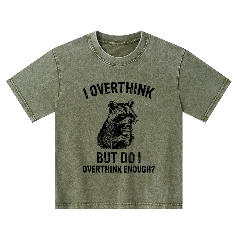 Tokyo-Tiger Constant Overthinking Kids Washed T-Shirt