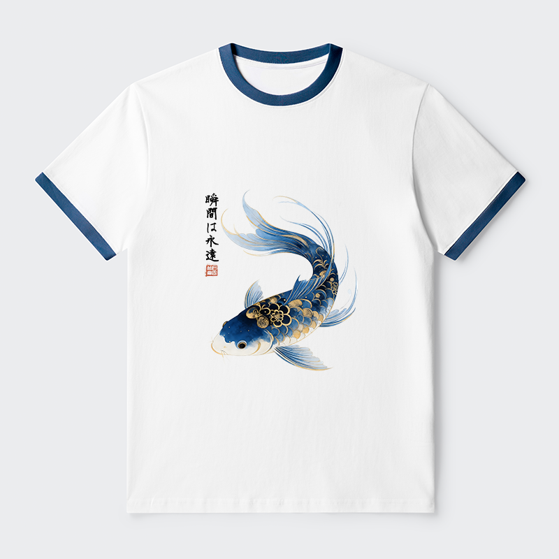 Tokyo-Tiger Elegant Koi Fish Watercolor Art Trim T-Shirt