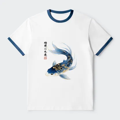 Tokyo-Tiger Elegant Koi Fish Watercolor Art Trim T-Shirt