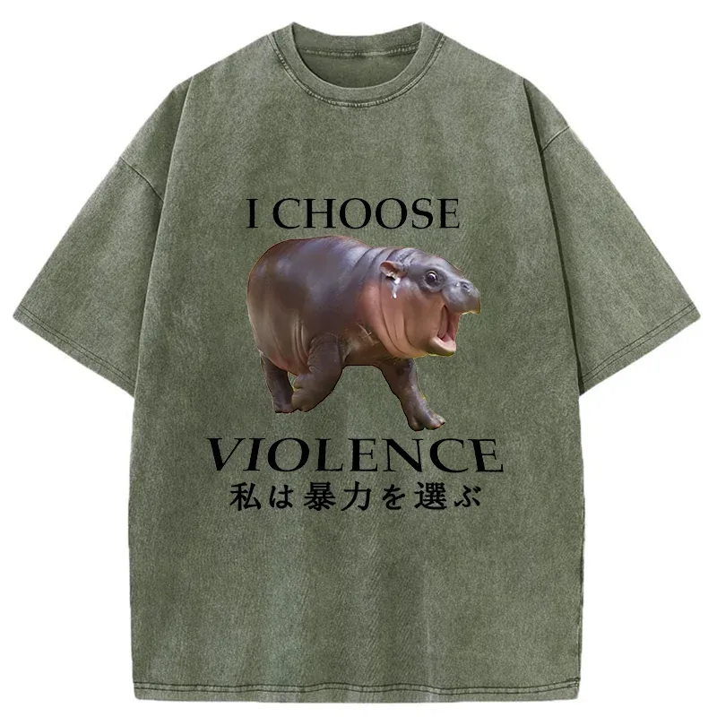 Tokyo-Tiger Moo Deng Choose Violence Washed T-Shirt
