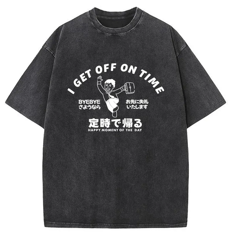 Tokyo-Tiger Get Off Work On Time Washed T-Shirt