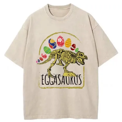 Tokyo-Tiger Funny Eggasaurus Washed T-Shirt