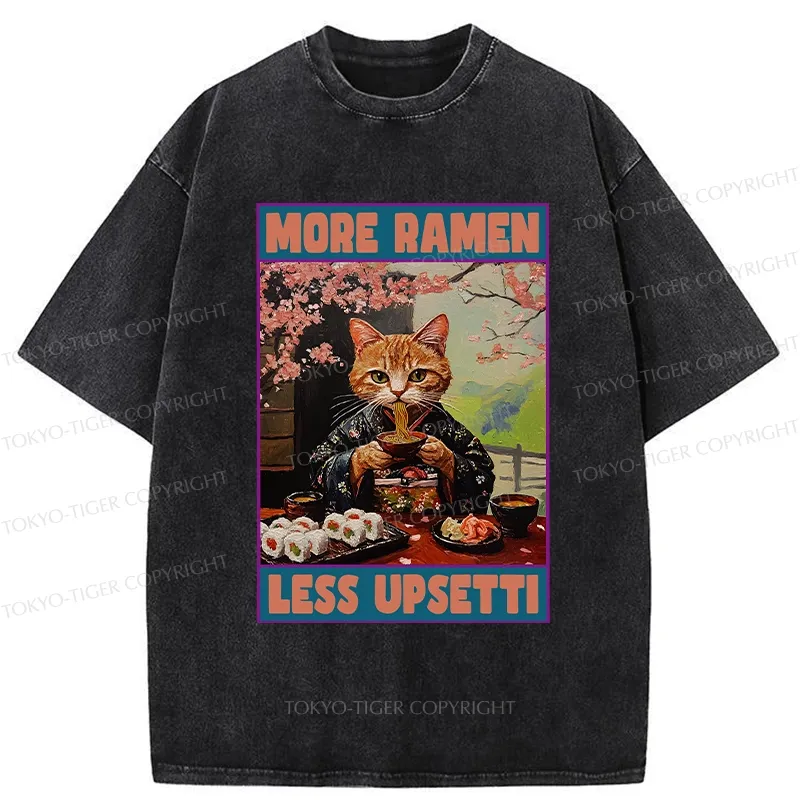 Tokyo-Tiger More Ramen Less Upsetti Washed T-Shirt Sale