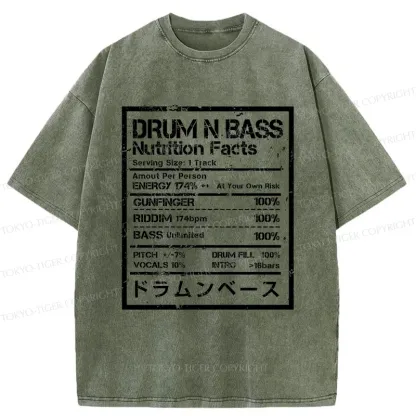Tokyo-Tiger Drum&Bass Nutrition Facts Washed T-Shirt