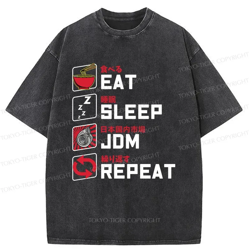 Tokyo-Tiger Happy Daily List Washed T-Shirt