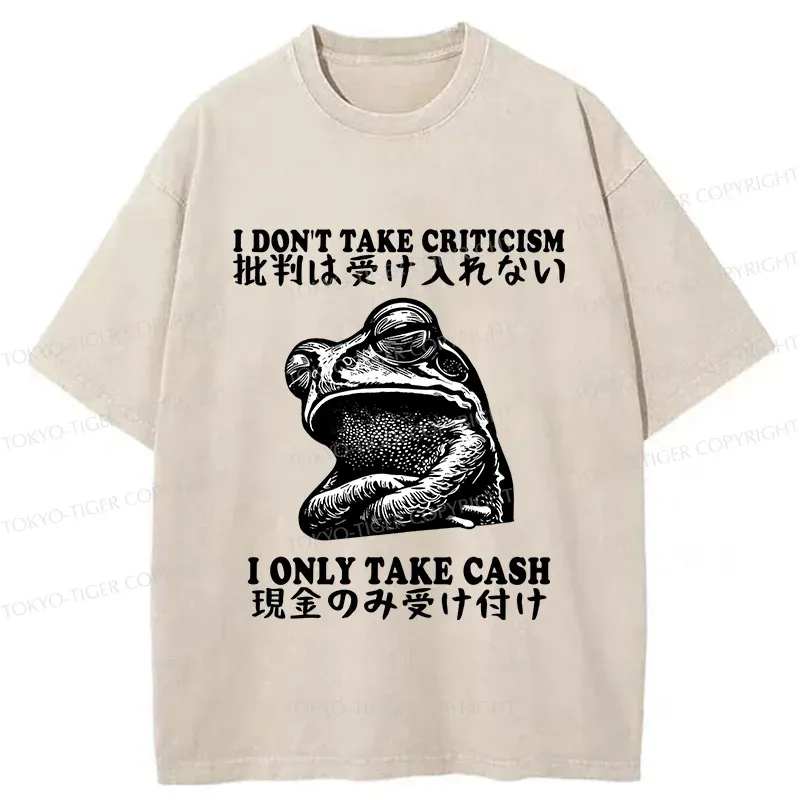 Tokyo-Tiger Frog Only Take Cash Washed T-Shirt
