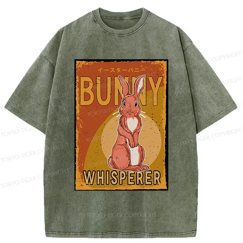 Tokyo-Tiger Cute Bunny Whisperer Washed T-Shirt