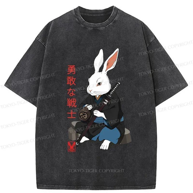 Tokyo-Tiger Rabbit Samurai Washed T-Shirt