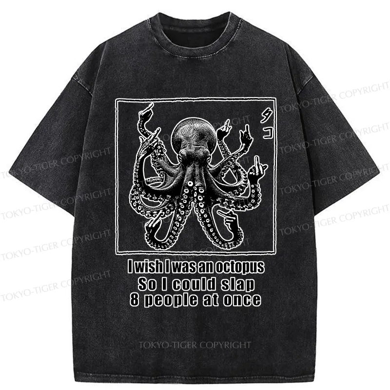 Tokyo-Tiger I Wish I Was An Octopus Washed T-Shirt