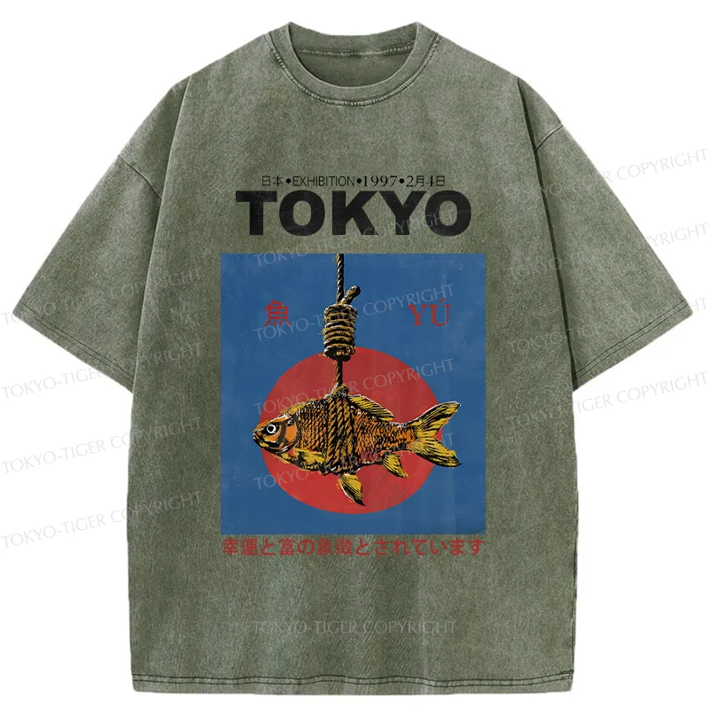 Tokyo-Tiger Retro Tokyo Fish Washed T-Shirt