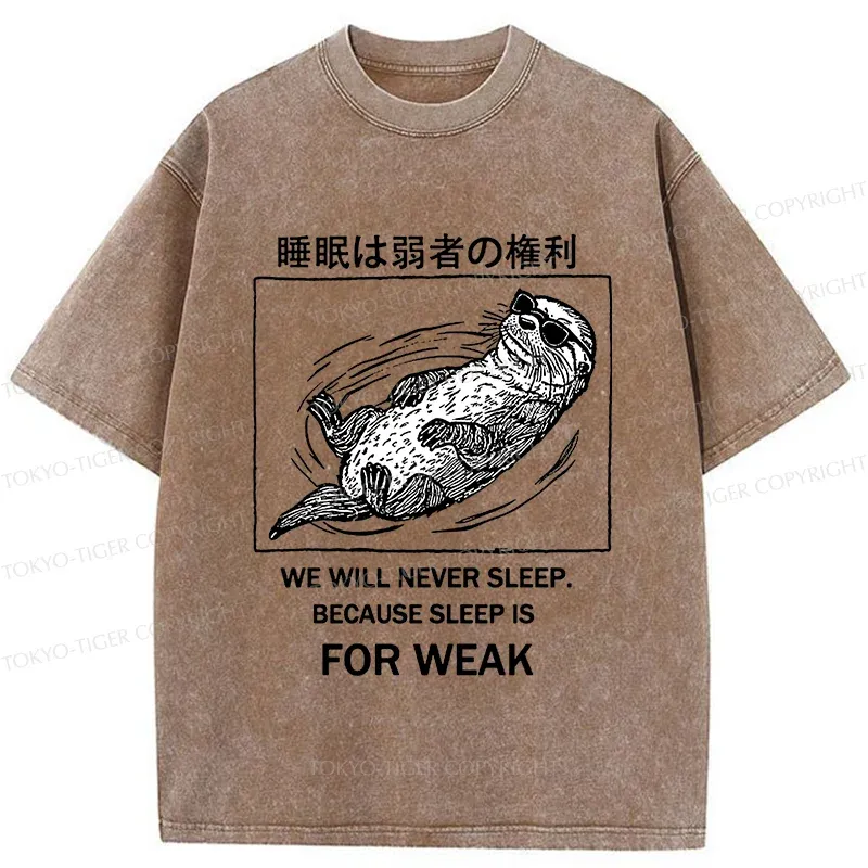Tokyo-Tiger Sleep Is For Weak Washed T-Shirt