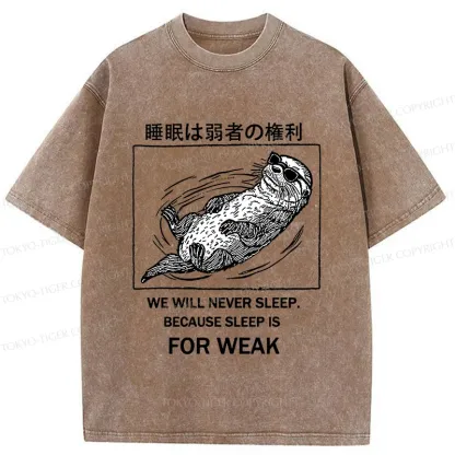 Tokyo-Tiger Sleep Is For Weak Washed T-Shirt
