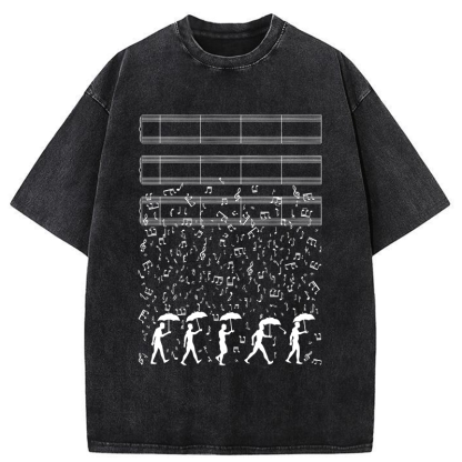 Tokyo-Tiger Notes Like Rain Washed T-Shirt