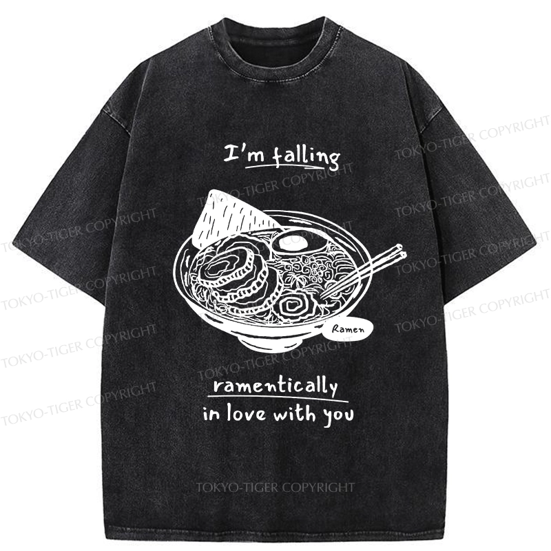 Tokyo-Tiger I'm Falling In Love With Ramen Washed T-Shirt