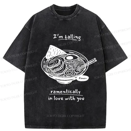 Tokyo-Tiger I'm Falling In Love With Ramen Washed T-Shirt