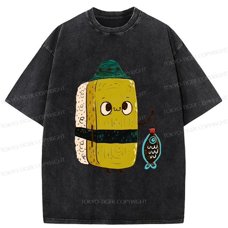 Tokyo-Tiger Cute Sushi Fisher Washed T-Shirt