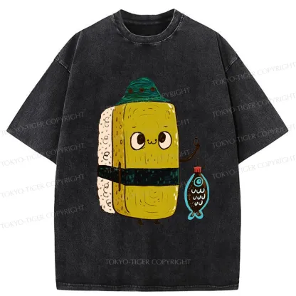 Tokyo-Tiger Cute Sushi Fisher Washed T-Shirt