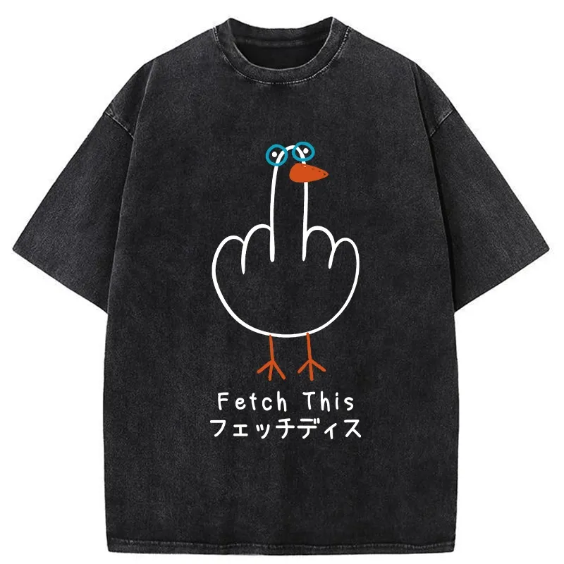 Tokyo-Tiger Funny Middle Finger Goose Washed T-Shirt