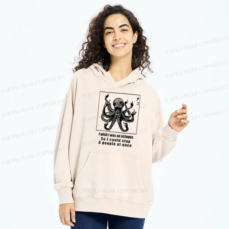 Tokyo-Tiger I Wish I Was An Octopus Japan Washed Hoodie