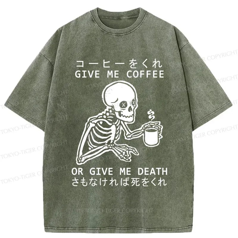 Tokyo-Tiger Give Skull Coffee Washed T-Shirt