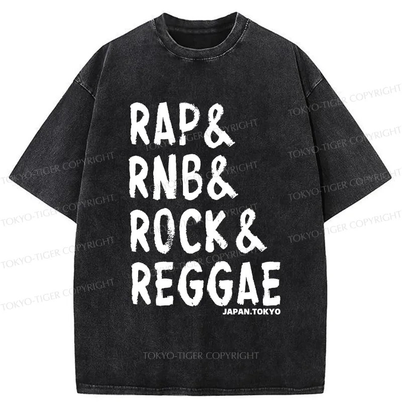 Tokyo-Tiger Music Genre Washed T-Shirt