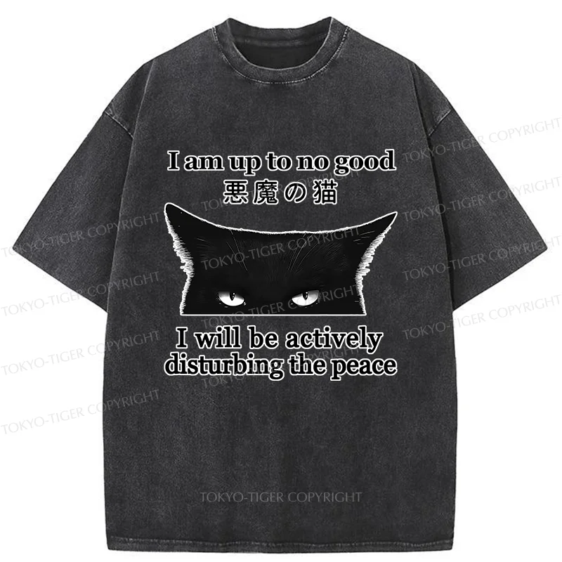 Tokyo-Tiger Cat Disturbing The Peace Washed T-Shirt