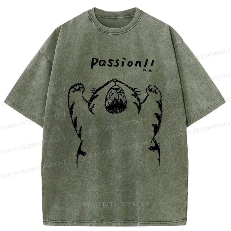 Tokyo-Tiger Passion Funny Cat Washed T-Shirt