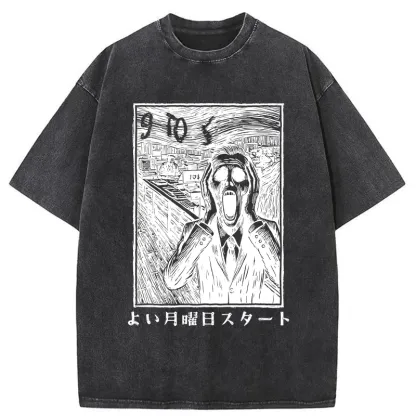 Tokyo-Tiger Office Worker The Scream Washed T-Shirt