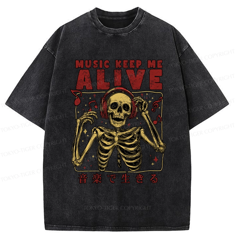 Tokyo-Tiger Music Keep Me Alive Washed T-Shirt
