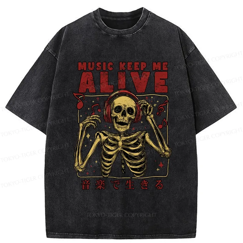 Tokyo-Tiger Music Keep Me Alive Washed T-Shirt