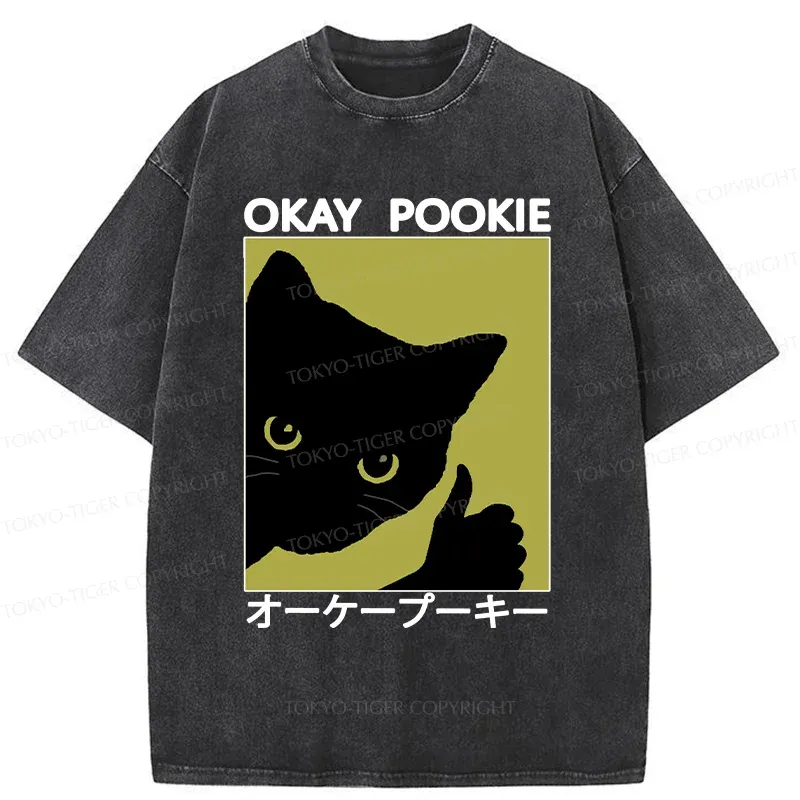 Tokyo-Tiger Okay Pookie Cat Washed T-Shirt