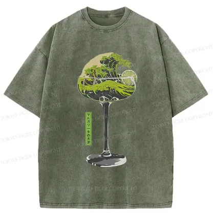 Tokyo-Tiger Wave Of Wine Washed T-Shirt